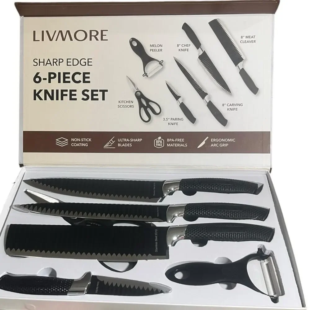 Livmore Sharp Edge 6 Piece Kitchen Knife Set NWT